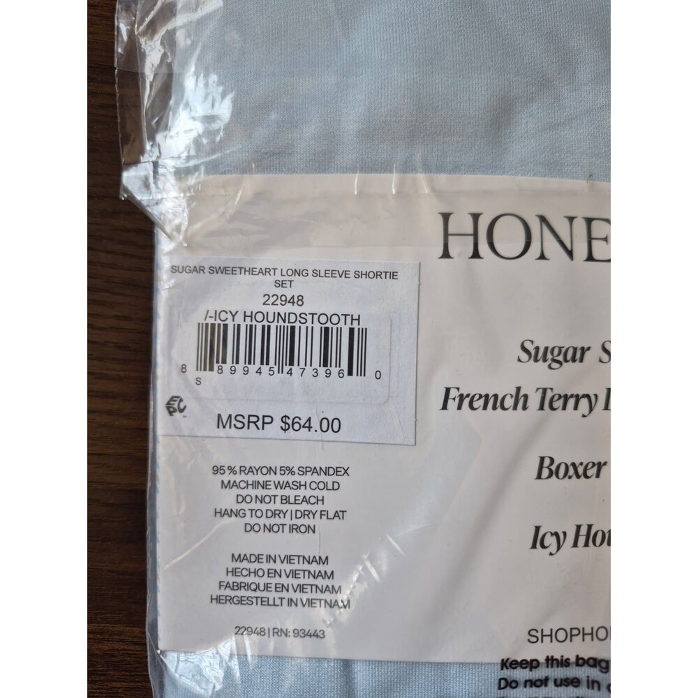 Honeydew Sugar Sweetheart Pajama Set Womens S NWT Blue Houndstooth Lounge - Picture 3 of 4